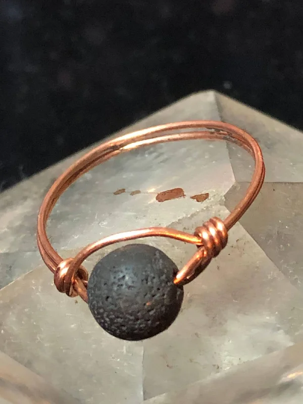 Vintage Engagement Rings-Lava Rock Copper Bead Ring