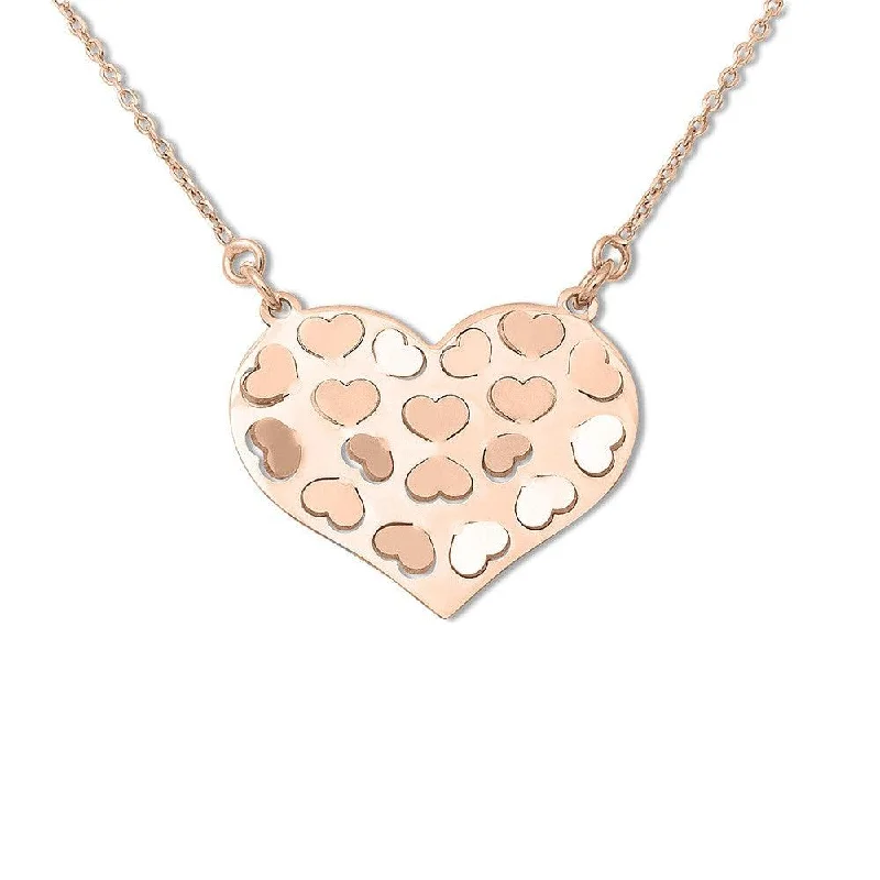 Sterling Silver Rose Gold Hearts Necklace