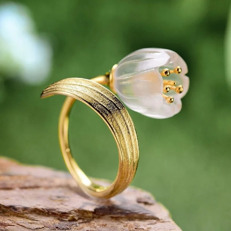 Customizable Diamond Rings-Lily Of The Valley Flower Ring