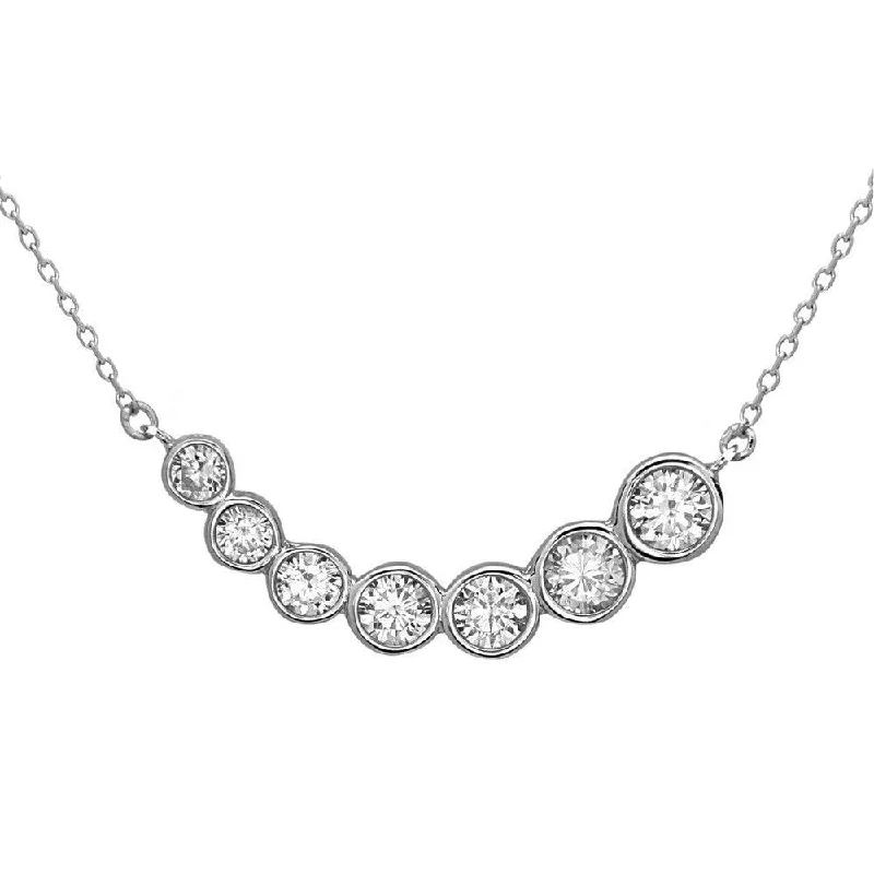 Sterling Silver Cubic Zirconia Semi Circle Necklace