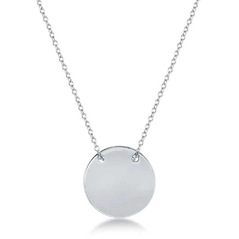 Sterling Silver Polished Engravable Disc Necklace