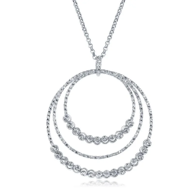 Sterling Silver Diamond Moon Cut Beads Necklace