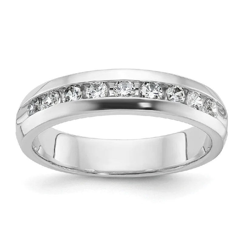 Unique Gemstone Wedding Rings-5.25mm 14K White Gold 9-Stone 1/2 Ctw Diamond Standard Fit Band