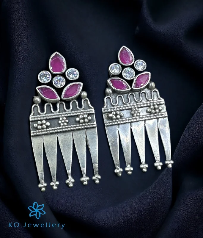 Fancy Dangle Earrings-The Maryam Silver Ear-Studs