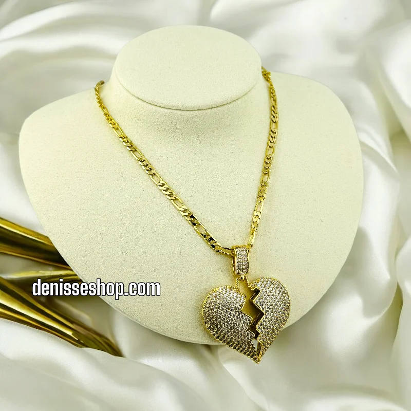 14K BROKEN HEART NECKLACE 20'' P444