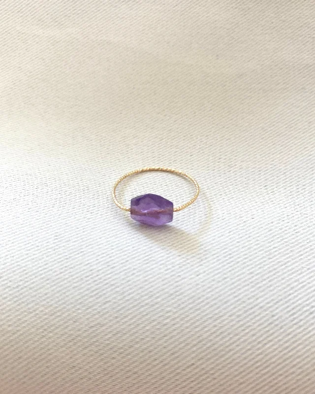 Fashionable Wedding Ring Sets-Amethyst Daily Serenity Ring