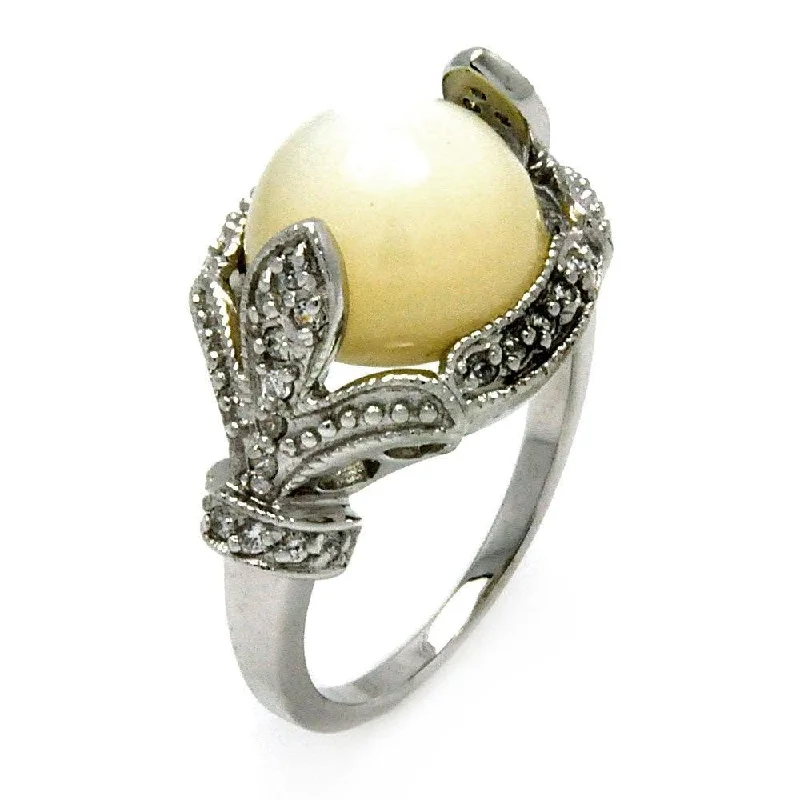 Custom Gold Rings-Silver 925 Rhodium Plated White Stone Center Clear CZ Ring - BGR00439