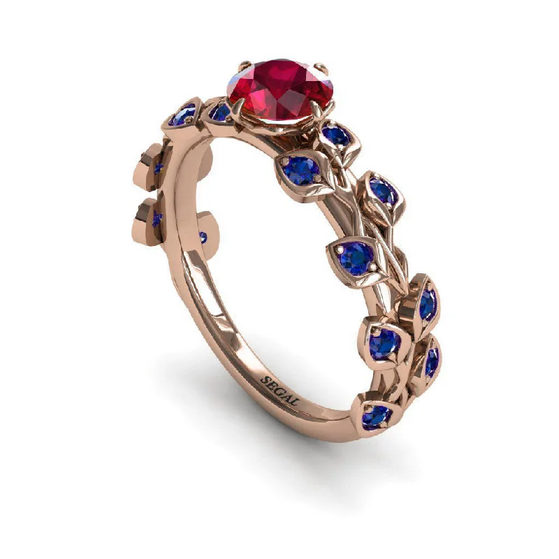 Fine Gold Rings-Leaves All Around Ruby Ring- Sydney no. 62