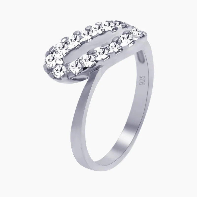 Personalized Rings for Weddings-Silver 925 Rhodium Plated CZ Ring - AAR0049