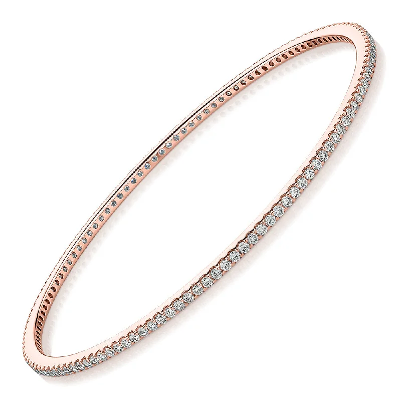 Silver and Gold Bangles-Premium Lab-Grown Diamond, 2 carat TW round brilliant bangle in 14 carat rose gold