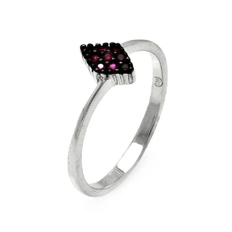 Elegant Engagement Rings-Silver 925 Rhodium Plated Small Red CZ Marquis Ring - STR00907