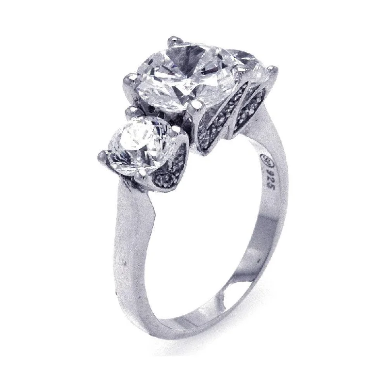 High-Quality Silver Rings-Silver 925 Rhodium Plated CZ Past Present Future Ring - STR00837