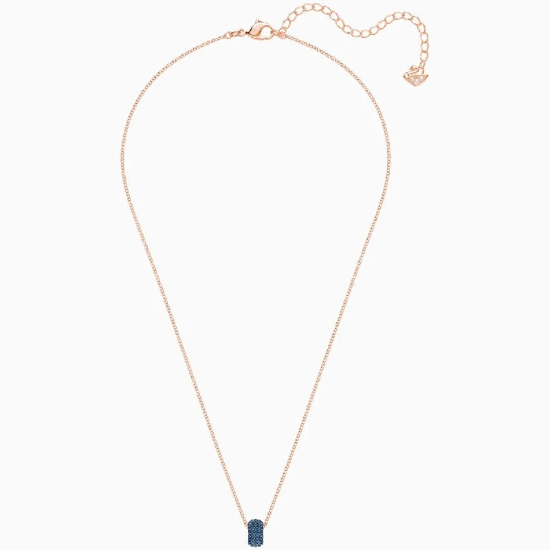 Swarovski Women's Pendant Necklace - Stone Blue Rose Gold Plated | 5389431