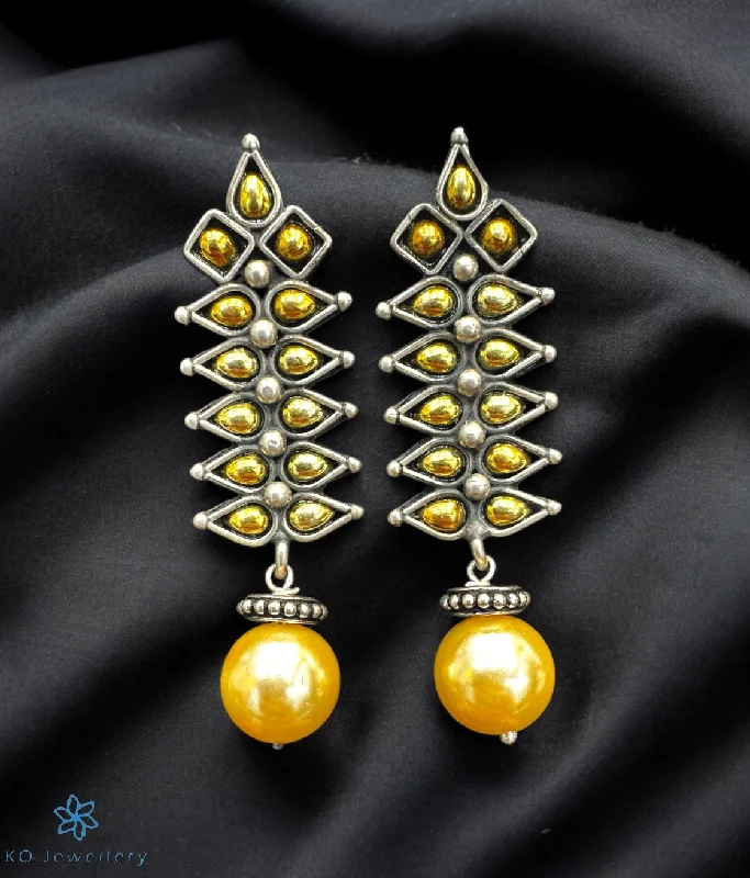 Cute Drop Earrings-The Lalima Silver Two Tone Earrings