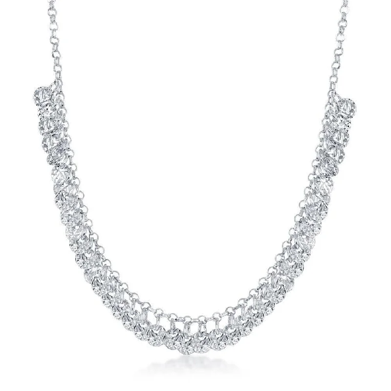 Sterling Silver Diamond-Cut Dangling Discs Necklace