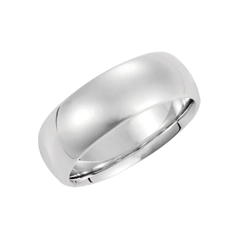 Bold Gemstone Rings-8mm Domed Comfort Fit Wedding Band in Platinum