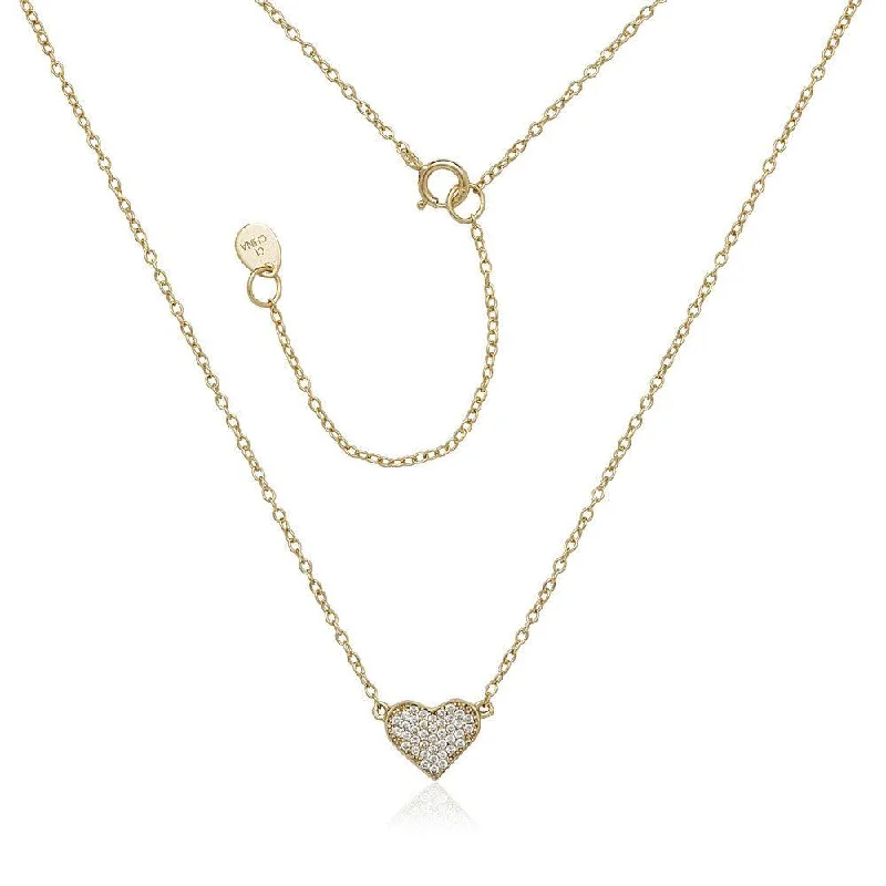 Sterling Silver Gold Plated CZ Heart Necklace