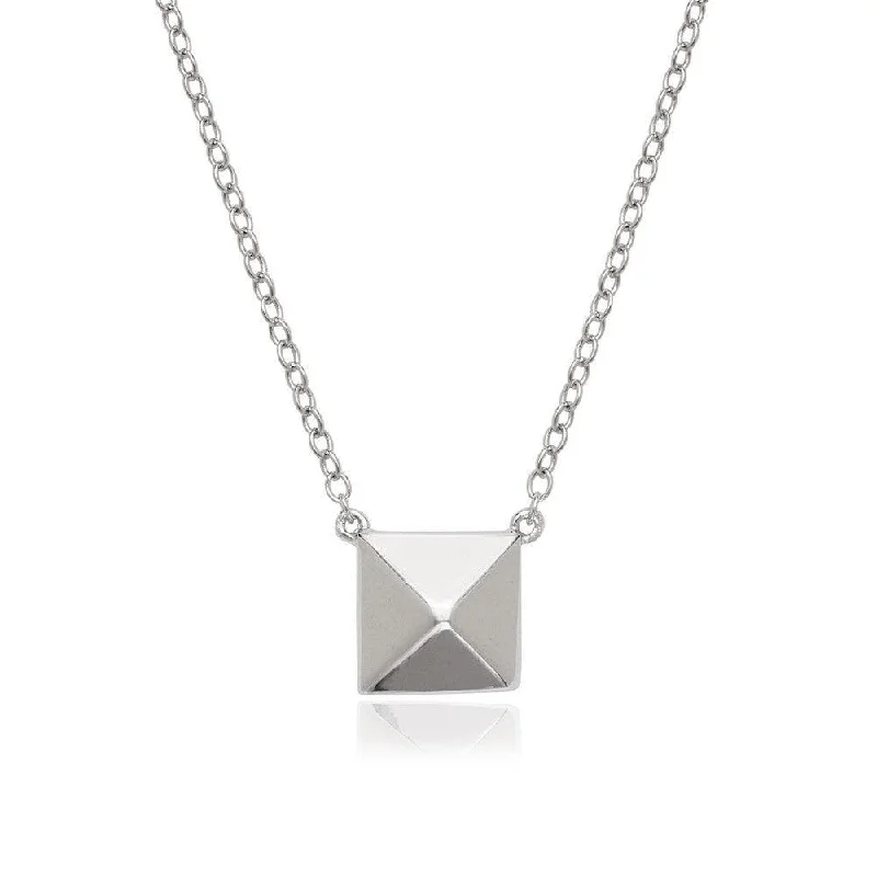 Sterling Silver Pyramid Style Square Necklace