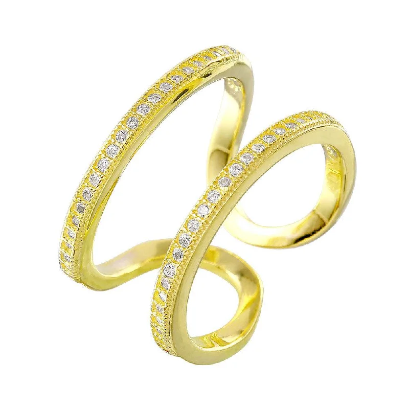 Solitaire Diamond Rings-Silver 925 Gold Plated Entangling Ring - STR01022GP