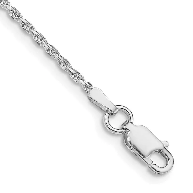 Wedding Bracelets for Brides-Sterling Silver Rhodium-plated 1.5mm Diamond-cut Rope Chain Bracelet