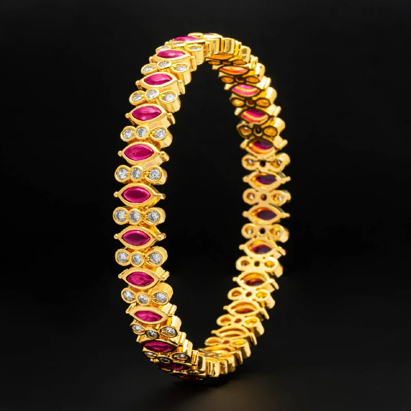 Colorful Wedding Bangles-24ct Heavy Gold Layered Stone Bangle PSB9WR-004