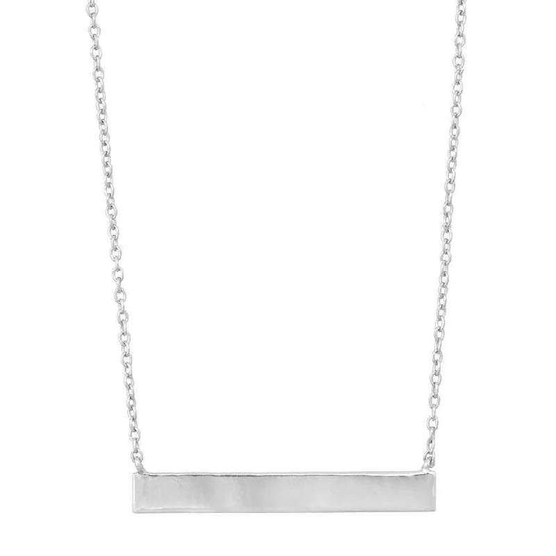 Sterling Silver Plain Sideways Bar Necklace