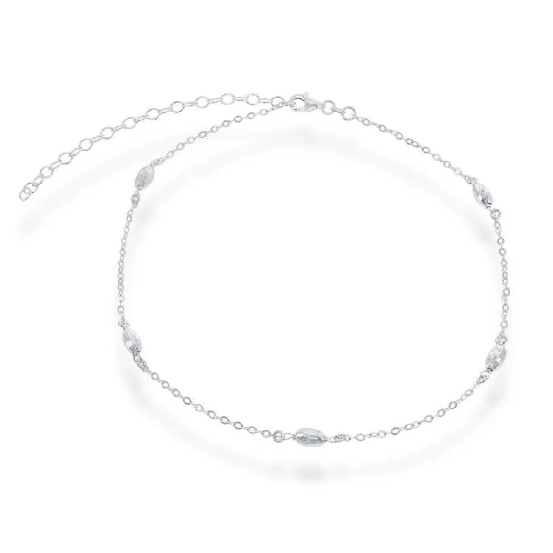 Sterling Silver Oval Bead Choker Necklace