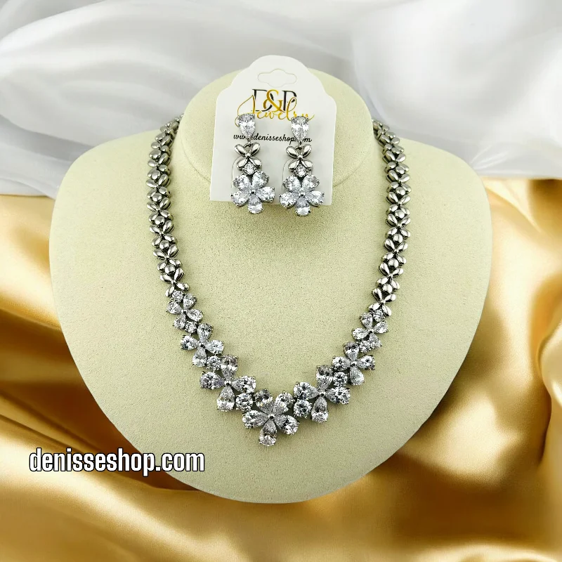 14K SILVER FLOWER NECKLACE SET N18