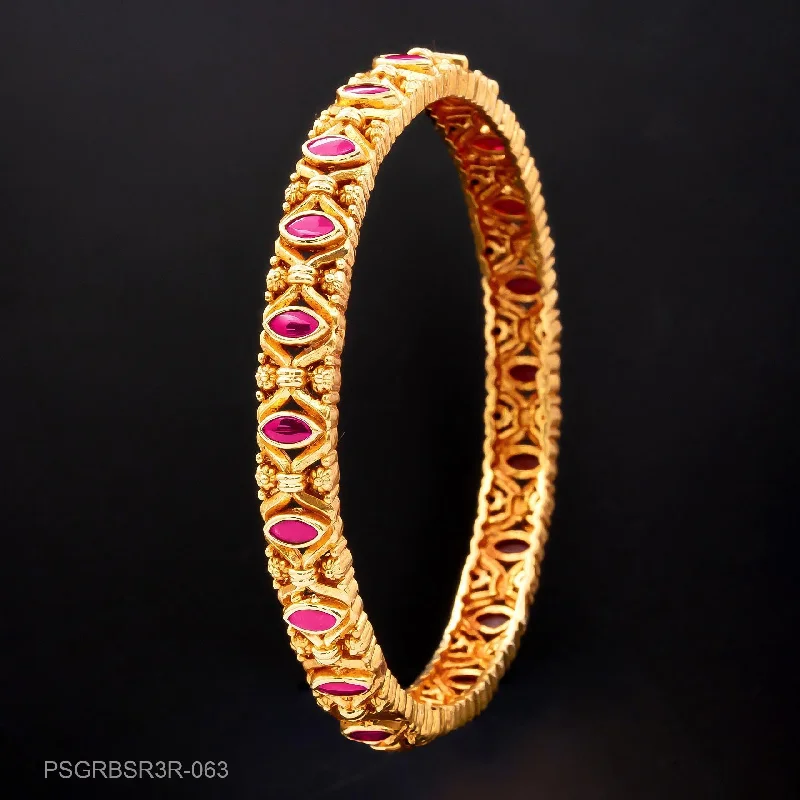 Gold Bangle Bracelets-STONE GHERU SRESHTA BANGLE PSGRBSR3R-063