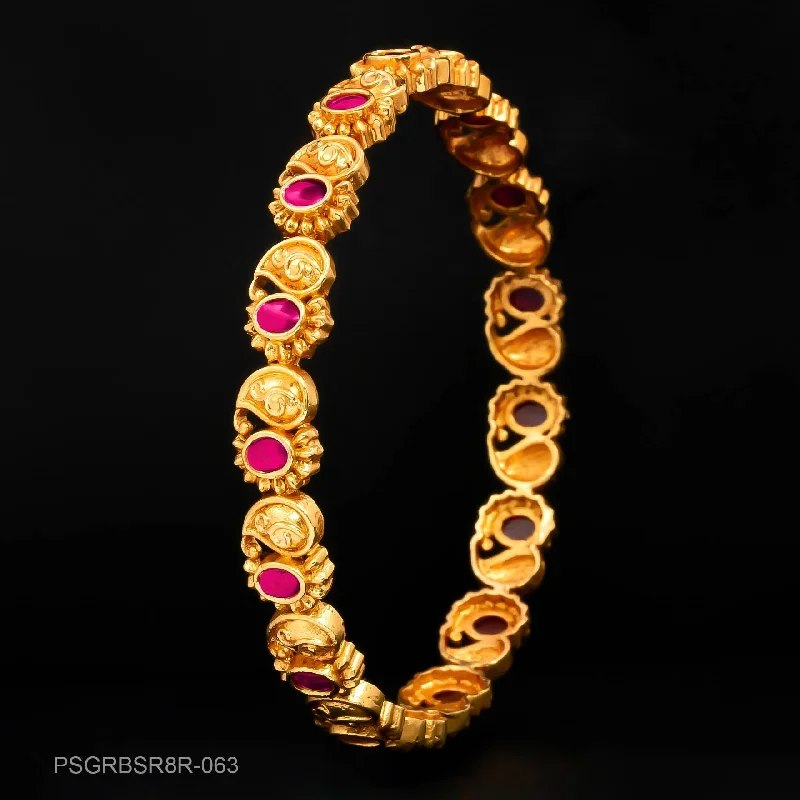 Handcrafted Wedding Bangle Bracelets-STONE GHERU SRESHTA BANGLE PSGRBSR8R-063