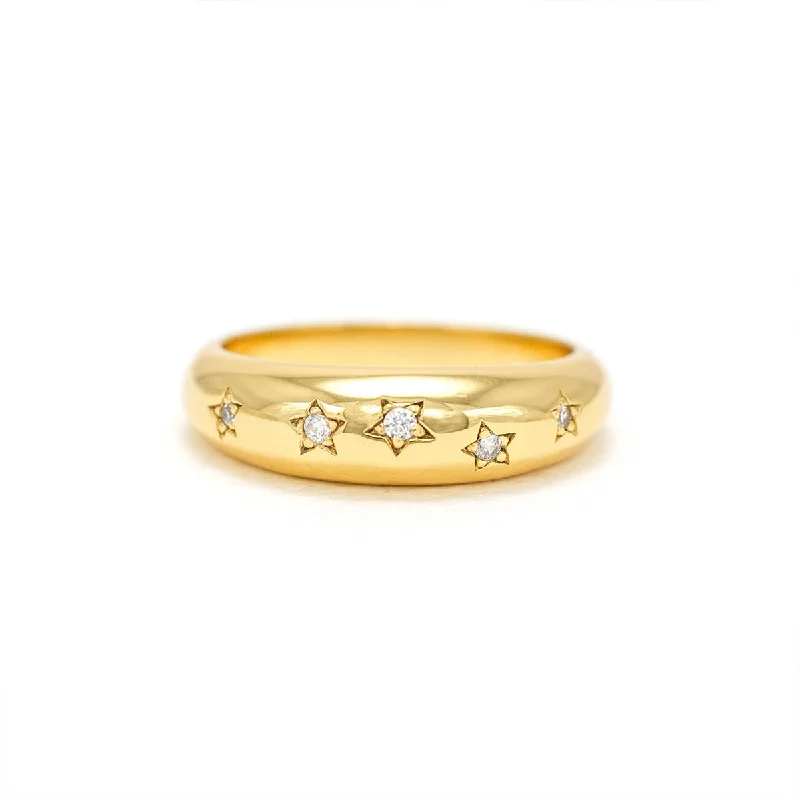 Bold Gemstone Rings-Gold Plated Twinkle Dome Ring