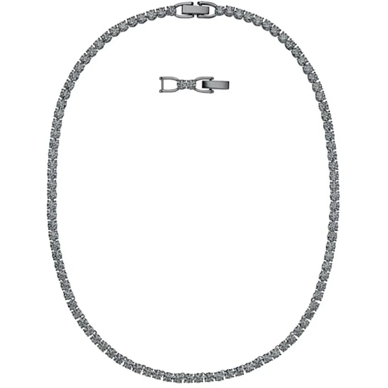 Swarovski Women's Necklace - Tennis Deluxe Black Crystals Rhodium Plated | 5517113