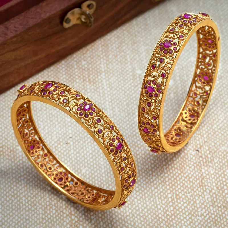 Stunning Wedding Bangle Sets-Stone Gheru Bangle PSGRBSR2R-26-013