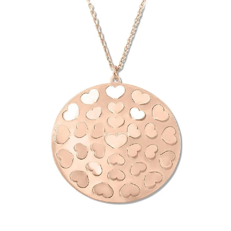 Sterling Silver Rose Gold Hearts Round Necklace