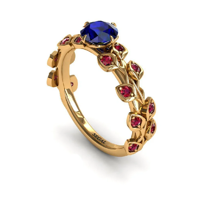 Men’s Gold Rings-Leaves All Around Sapphire Ring- Sydney no. 70