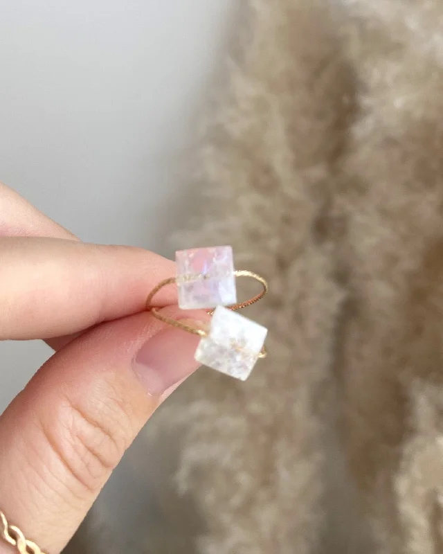 Beautiful Custom Rings-Moonstone Square Daily Serenity Ring