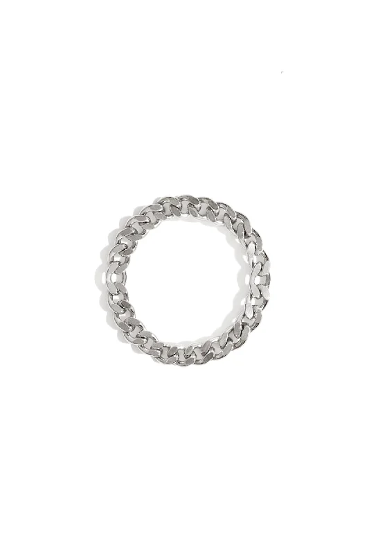 Modern Wedding Ring Sets-Delicate Curb Chain Ring in Silver