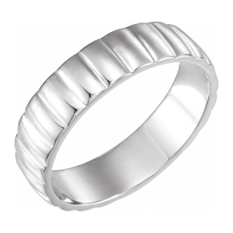 Personalized Silver Rings-6mm Platinum Polished Grooved Standard Fit Band