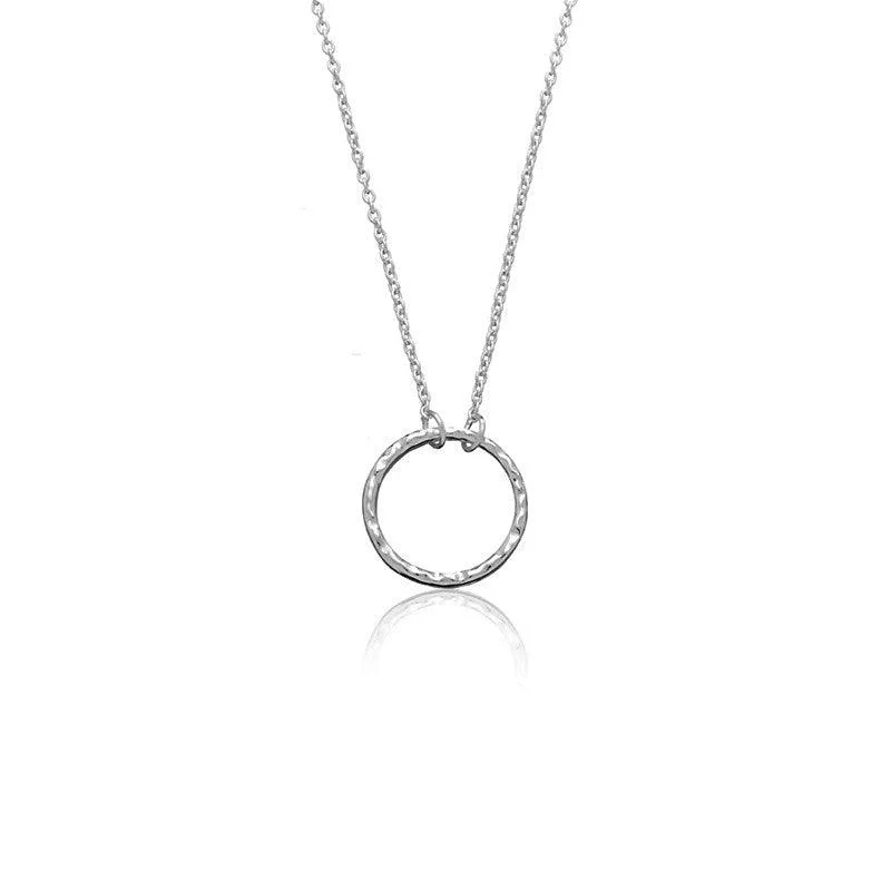 Sterling Silver 16 Inch Thin Chain Necklace with Center Circle