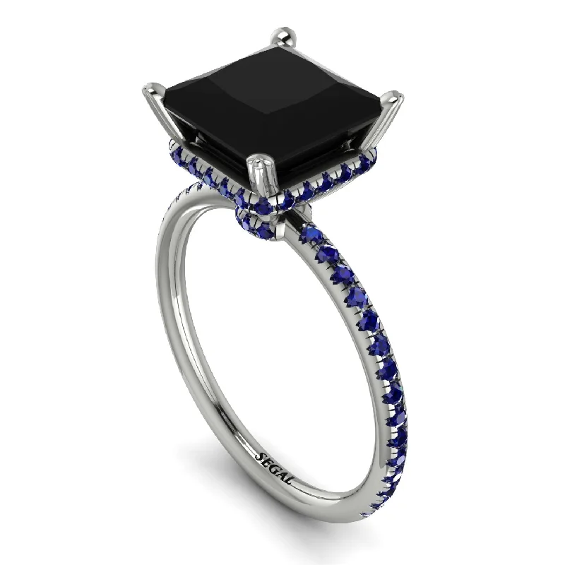 Affordable Engagement Rings-Trendy Hidden Halo Black Diamond Princess Cut Engagement Ring - Daria No. 69