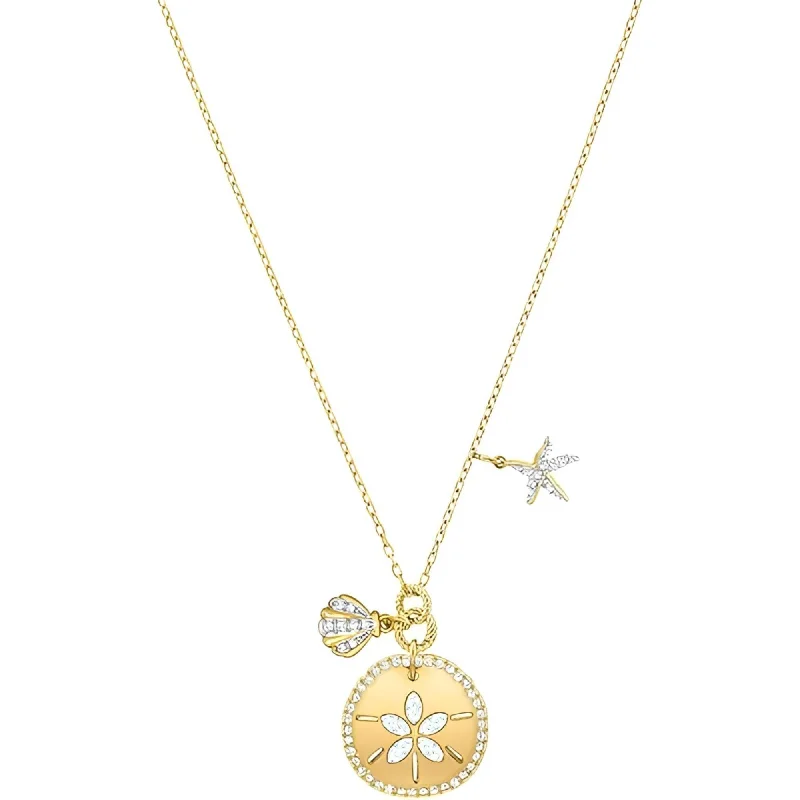 Swarovski Women's Necklace - Gold Ocean Sand Coin with Starfish and Shell | 5462580