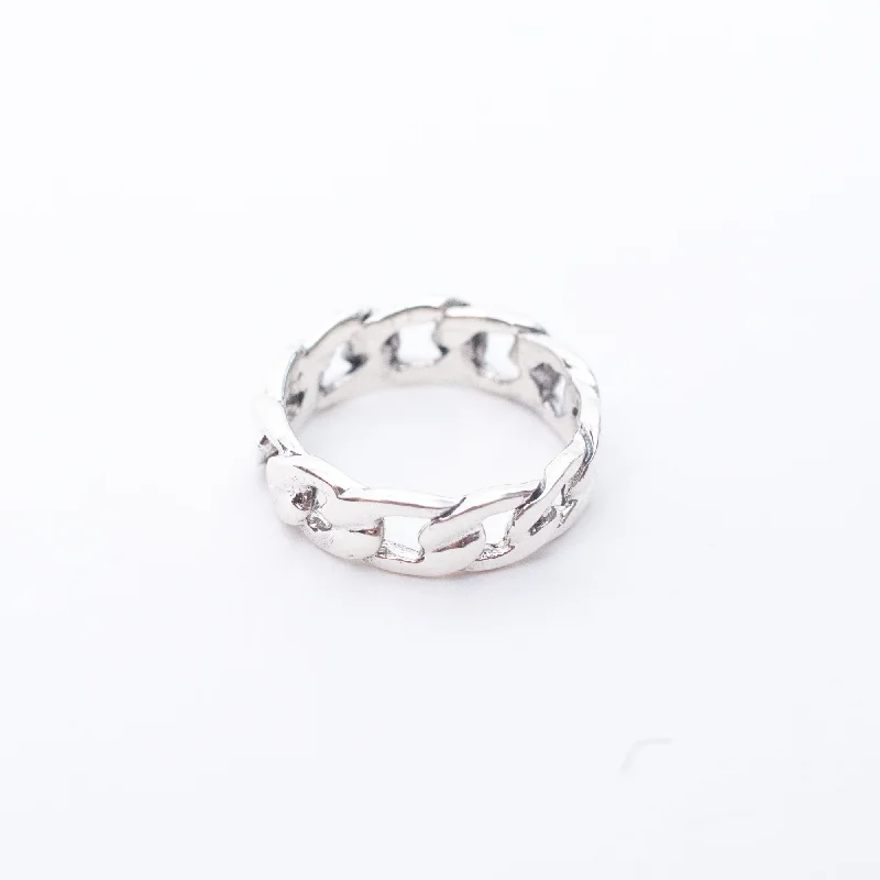 Simple Silver Rings-Silver Chain Ring