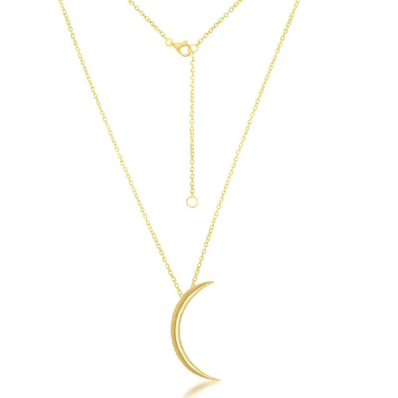 Sterling Silver Gold Plated Thin Crescent Moon Necklace