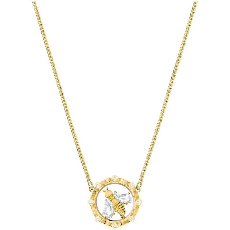 Swarovski Women's Necklace - Bee A Queen White Crystals Gold Tone Plated | 5482793