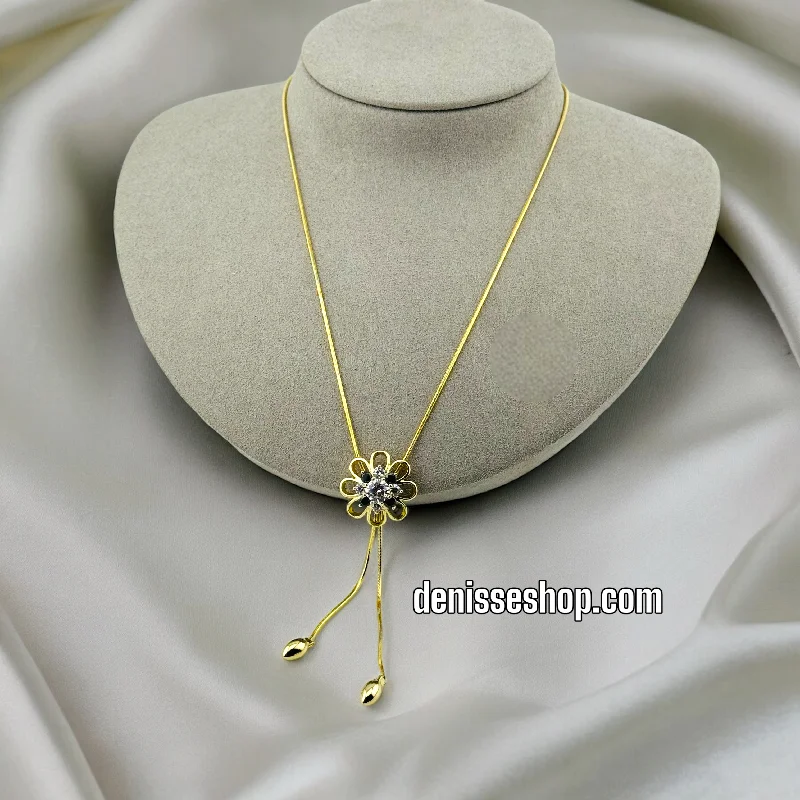 14K FLOWER ADUSTABLE NECKLACE 18'' TO 22'' C56