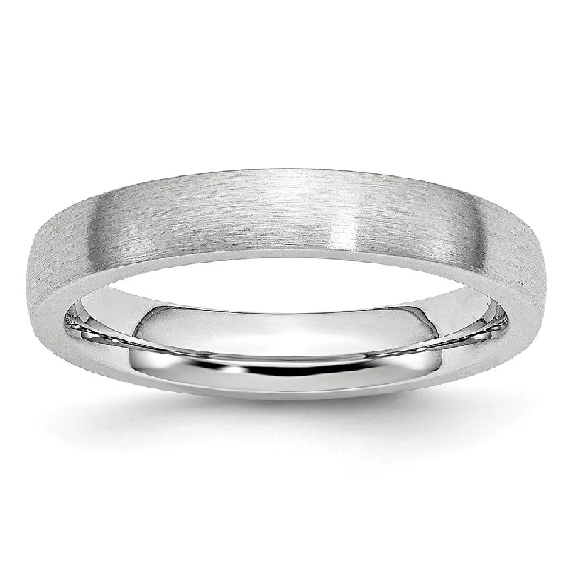 Dainty Wedding Bands-4mm Cobalt Satin Domed Standard Fit Band