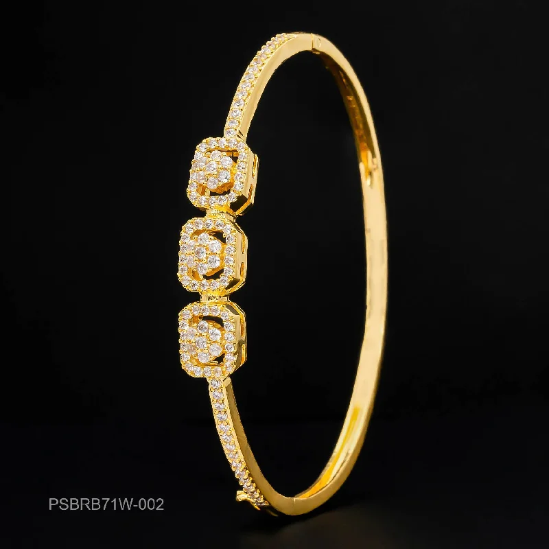 Custom Gold Bangle Bracelets-24ct Heavy Gold Layered Stone Bracelet Bangle PSBRB71W-002