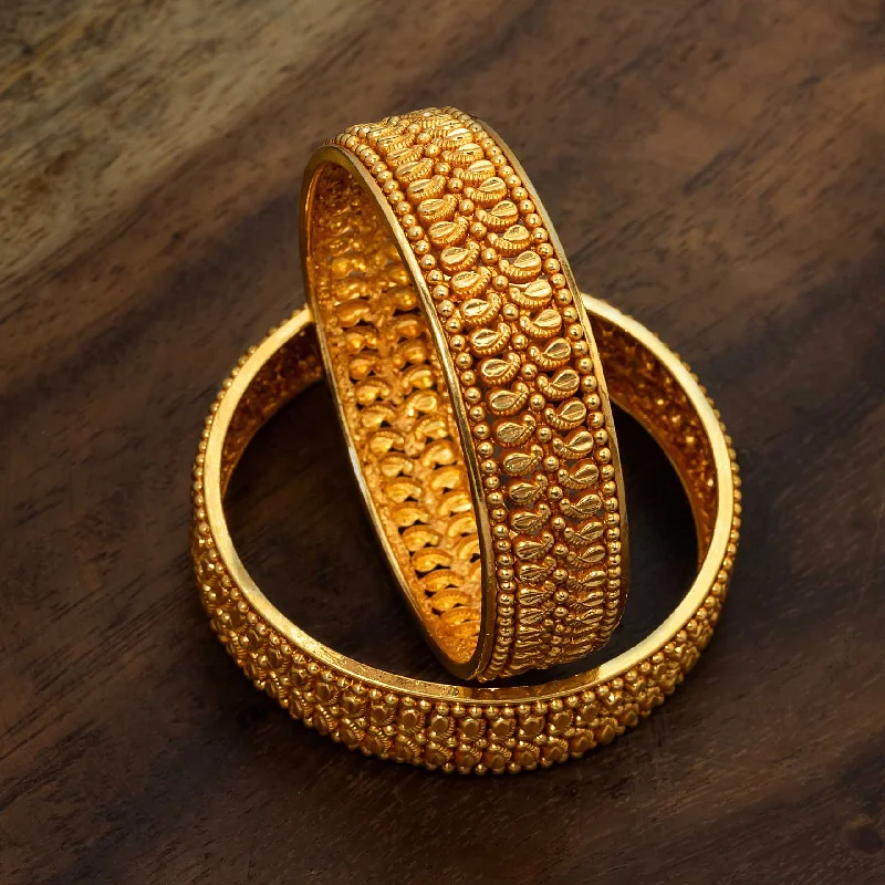 Personalized Gold Bangle Sets-Golden Gheru Bangle PGGRBSR6-25-024