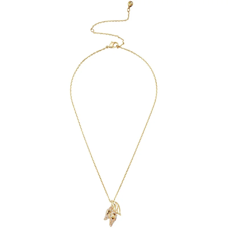 Swarovski Women's Pendant Necklace - Graceful Bloom Yellow Gold Tone Leaves | 5511813