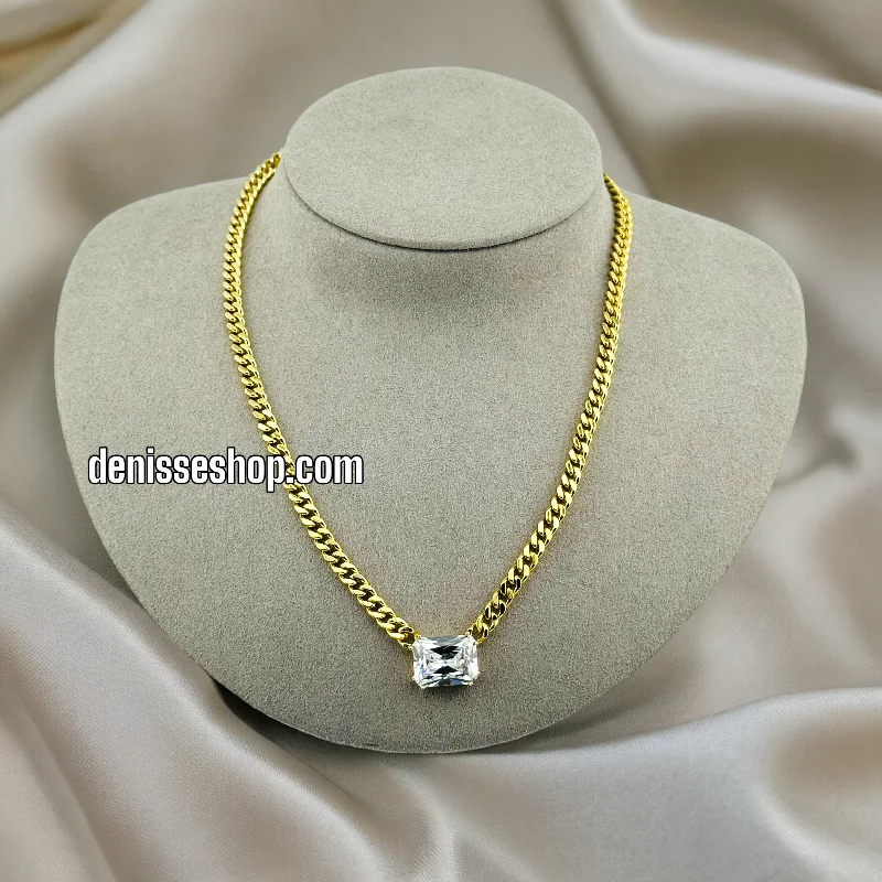 14K FASHION WHITE STONE NECKLACE SET  18'' C55